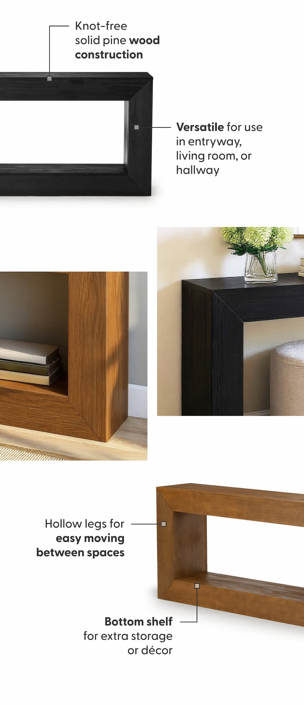Grande Console Table with Shelf