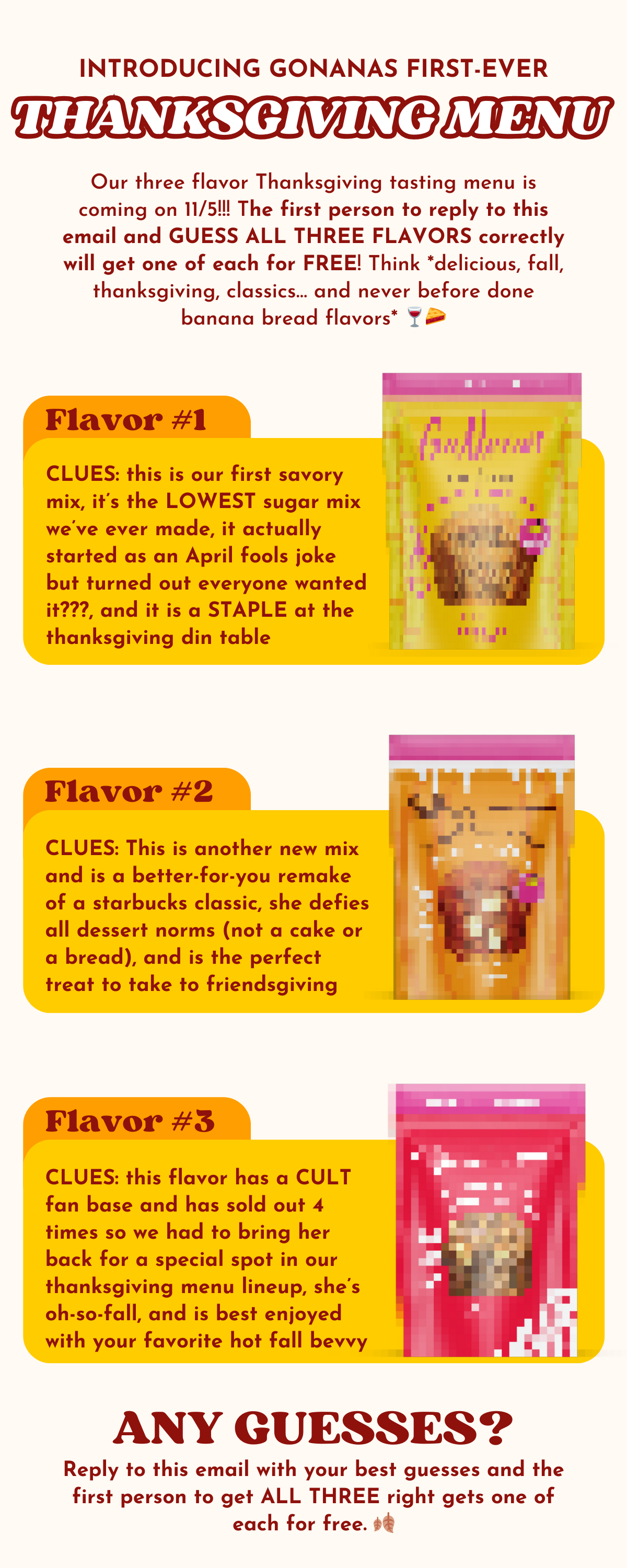 Can you guess what's on our Thanksgiving menu? 🤔 Go Nanas