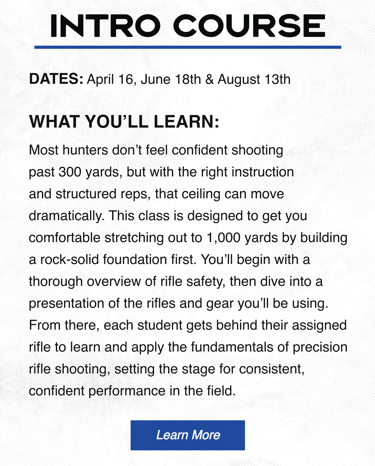 Learn More About the Intro Class