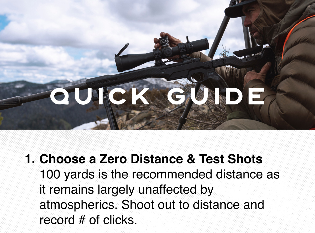 Choose a zero distance & shoot your test shots.