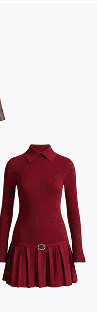 Drop-Waist Pleated Mini Sweater Dress