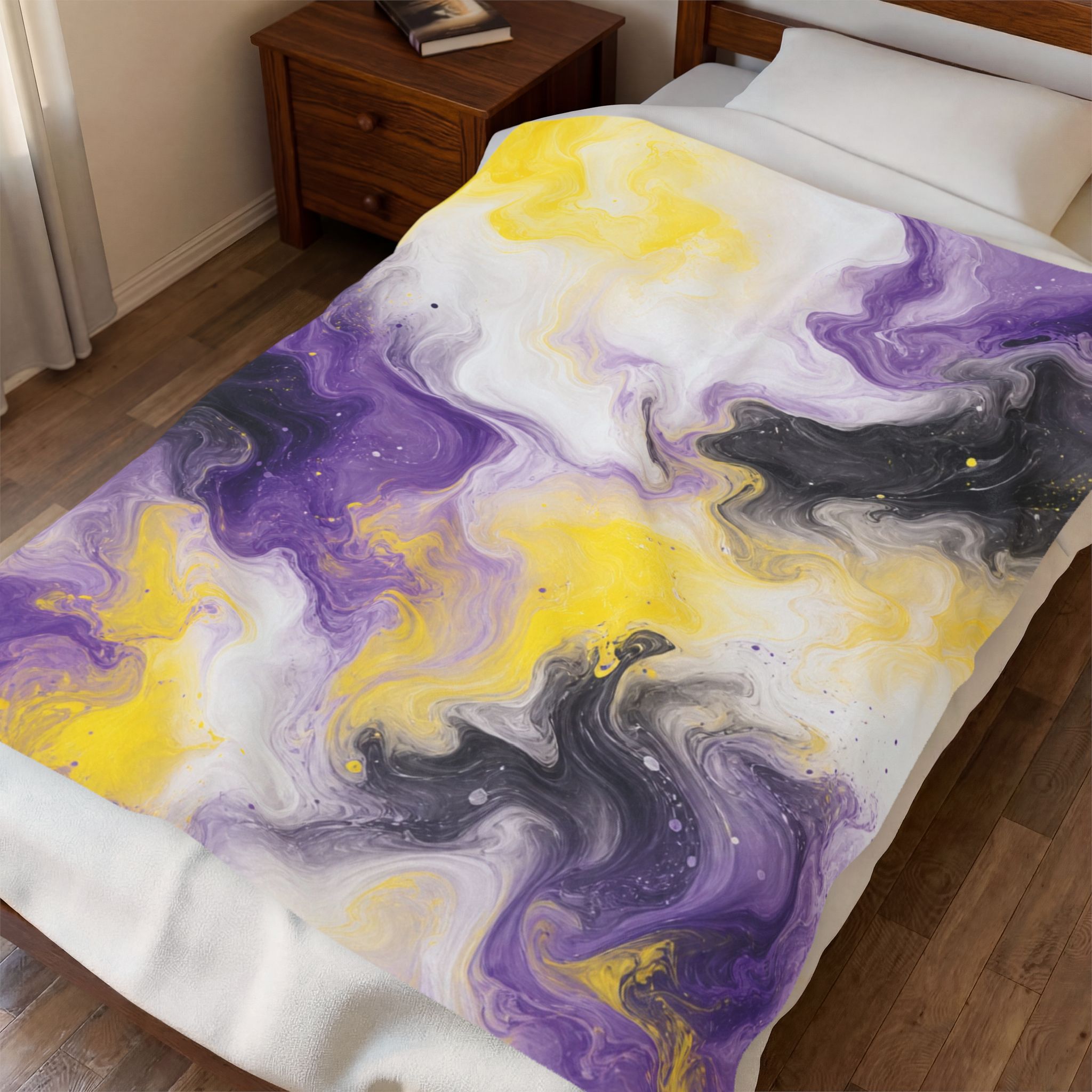Non-binary blanket on a bed Non-binary blanket on a bed