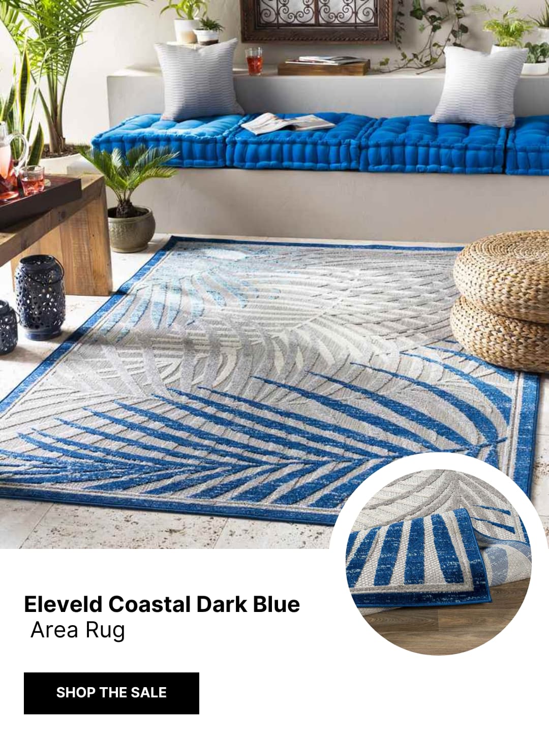 Eleveld Coastal Dark Blue Area Rug