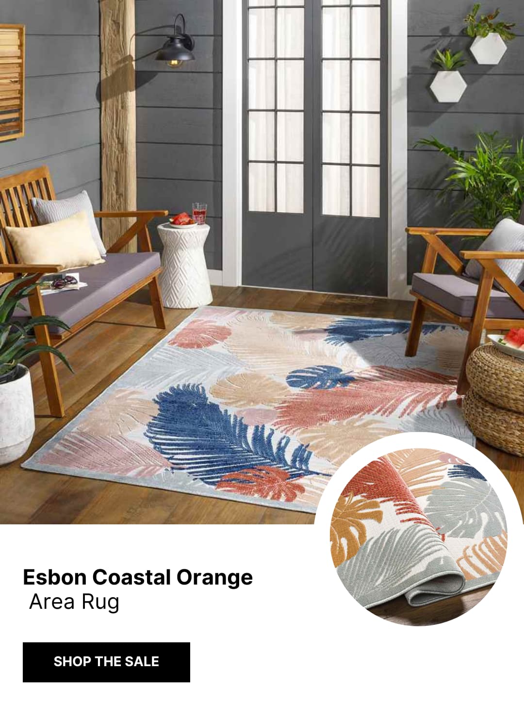 Esbon Coastal Orange Area Rug