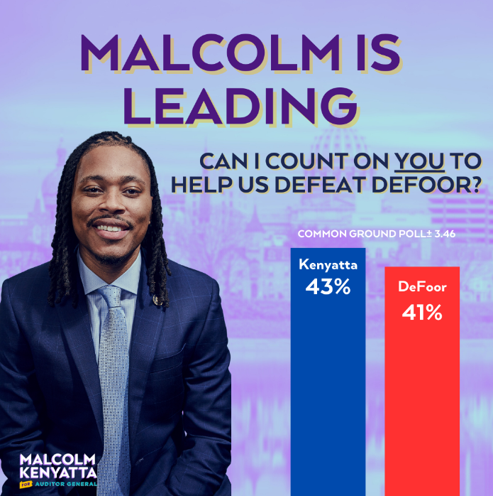 Malcolm Kenyatta is Leading the Polls!
