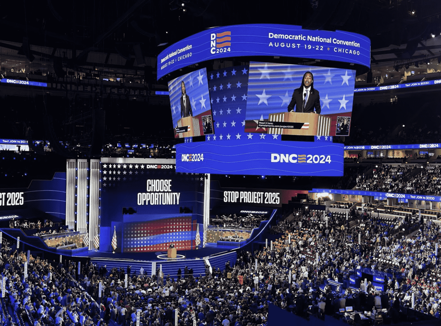 Malcolm Kenyatta speaking at the Democratic National Convention (DNC) in Chicago, Illinois