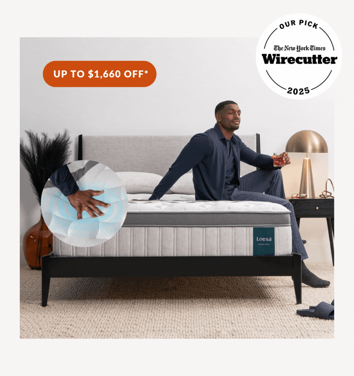 Image of the Luxurious Legend Chill Hybrid Mattress NEW YORK TIMES WIRECUTTER PICK 2025 Badge