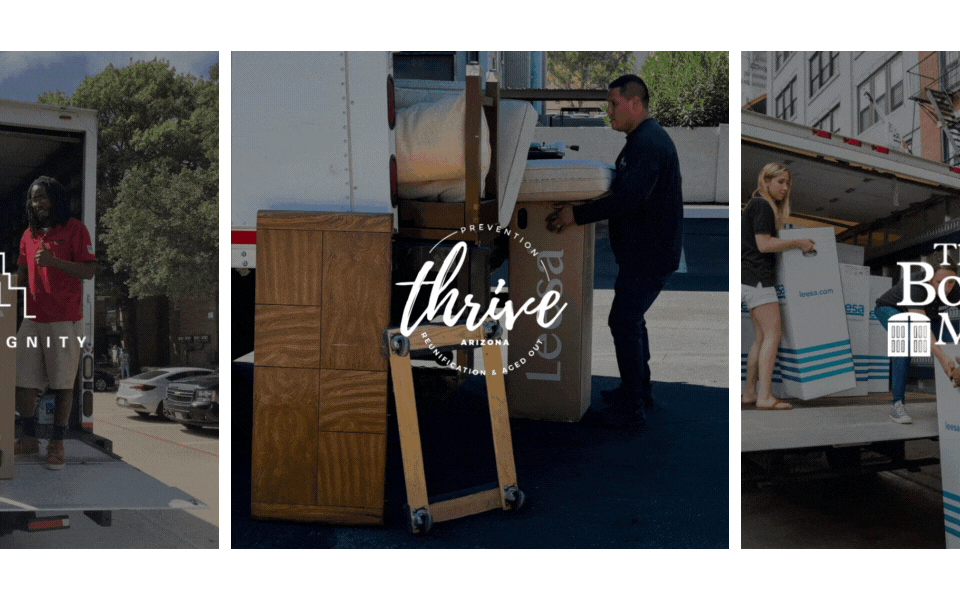 Partners Logos - The Bowery Mission, Thrive Arizona, WIN Victim Services, The Green Chair Project