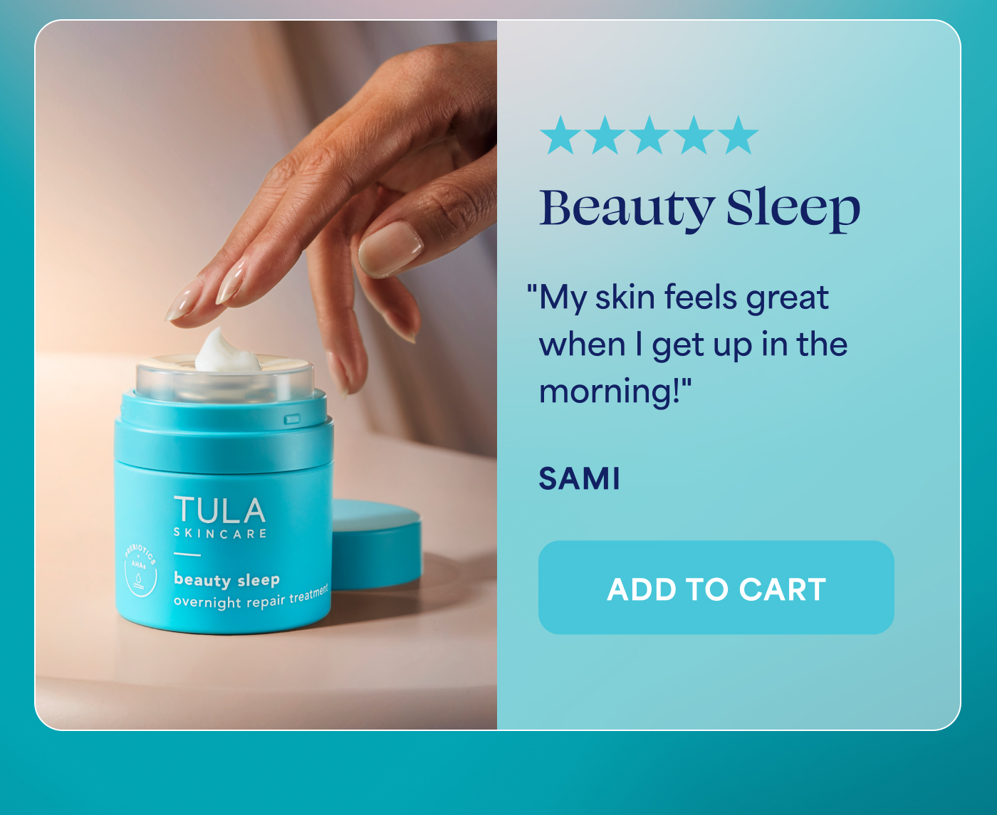 Beauty Sleep ⭐⭐⭐⭐⭐ "My skin feels great when I get up in the morning!" — SAMI -- ADD TO CART
