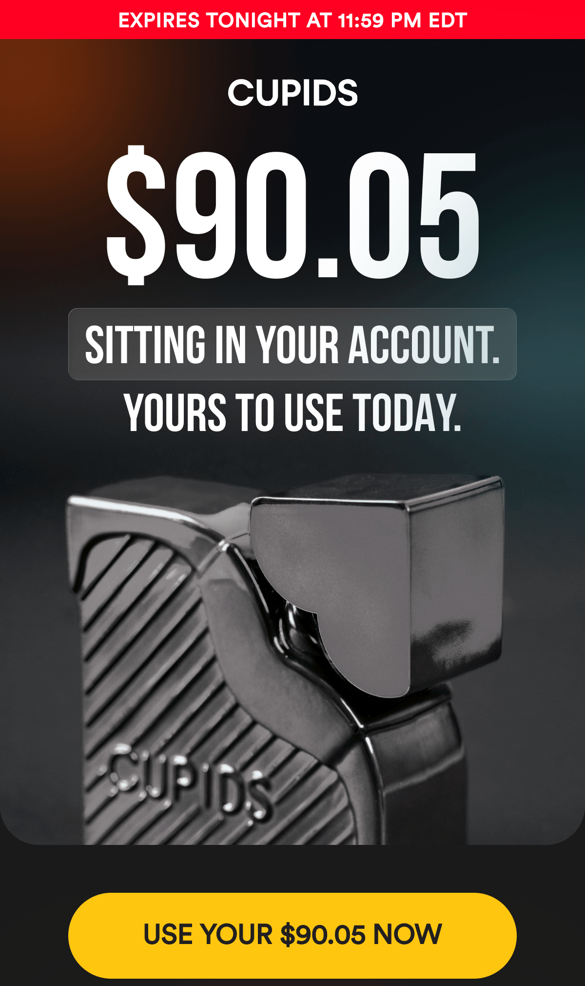 Expires Tonight at 11:59 PM EDT. $90.05 SITTING IN YOUR ACCOUNT. YOURS TO USE TODAY. USE YOUR $90.05 NOW