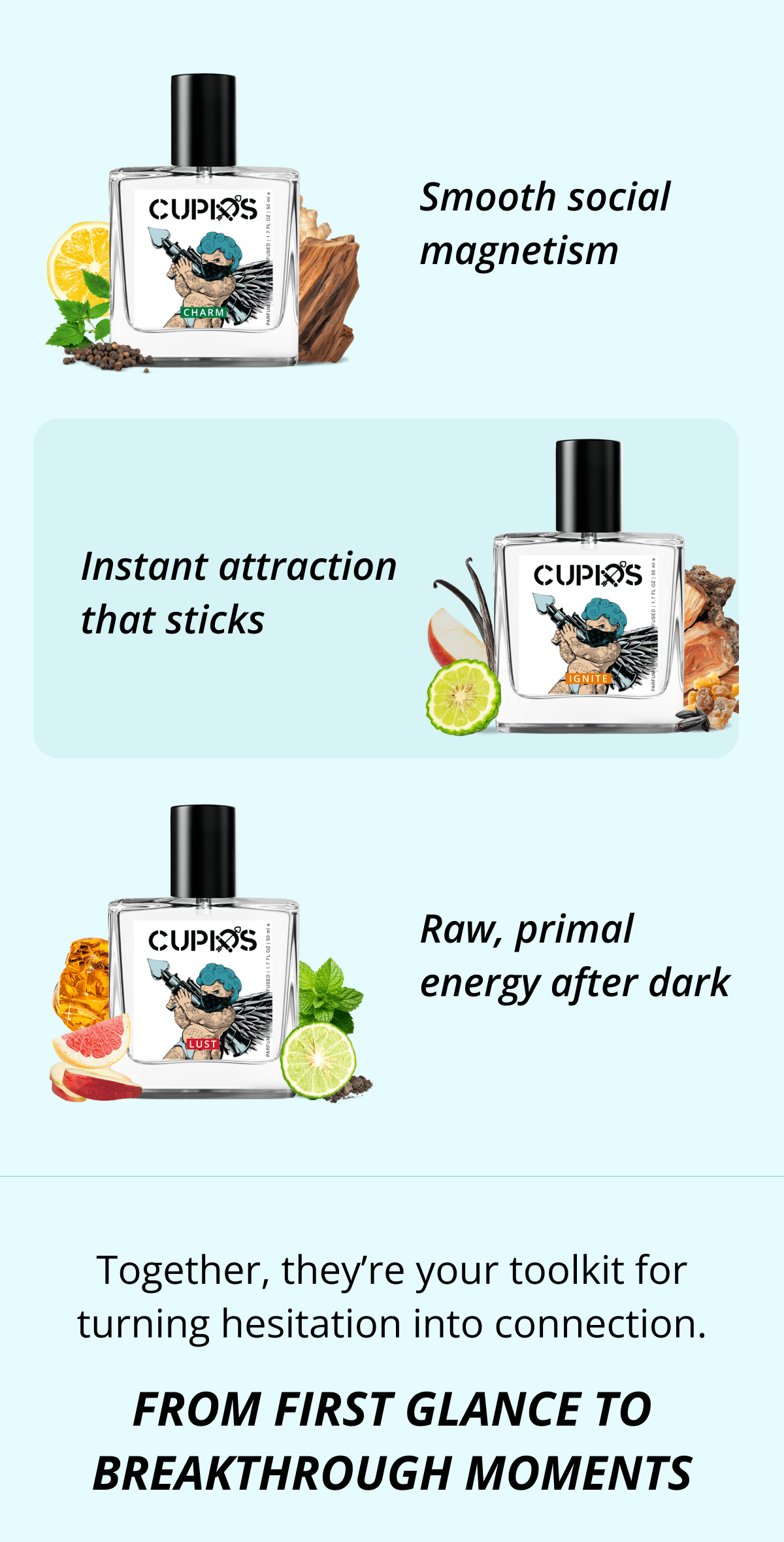 Smooth social magnetism Instant attraction that sticks Raw, primal energy after dark Together, they're your toolkit for turning hesitation into connection. From First Glance to Breakthrough Moments