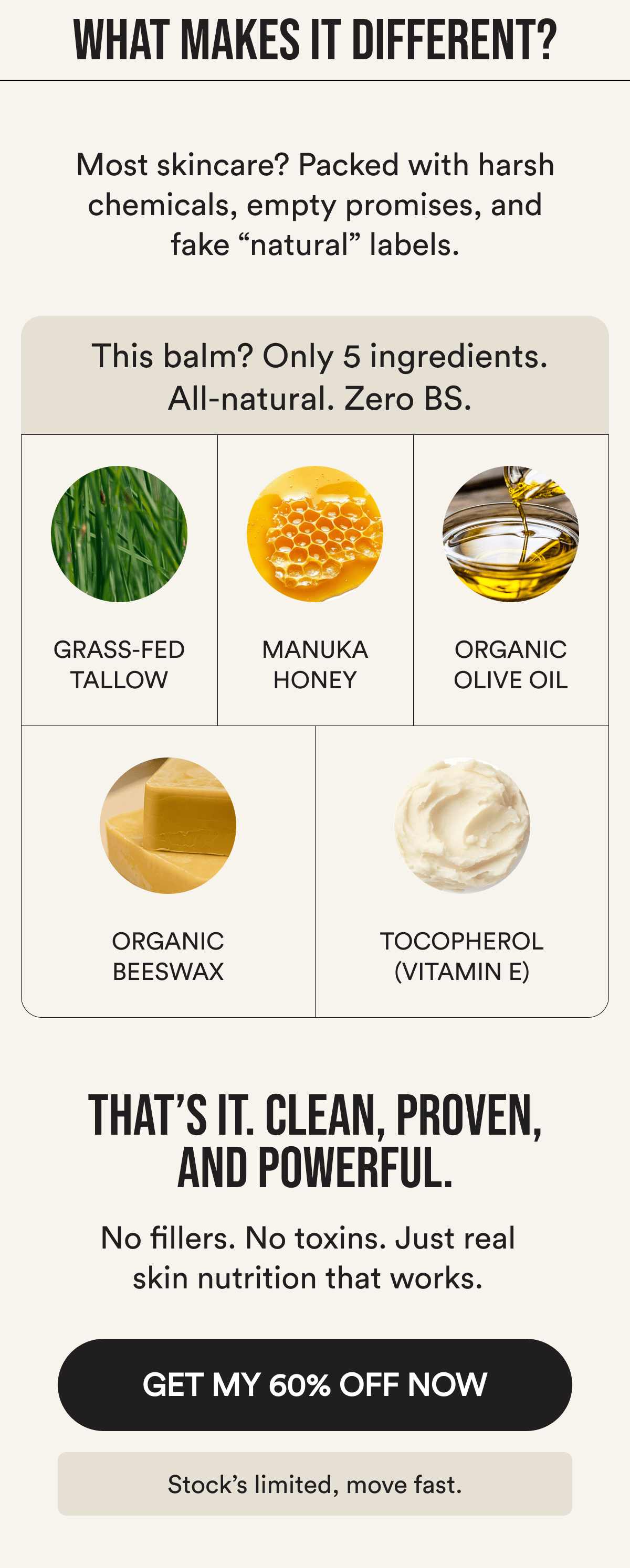 What makes it different? Most skincare? Packed with harsh chemicals, empty promises, and fake 