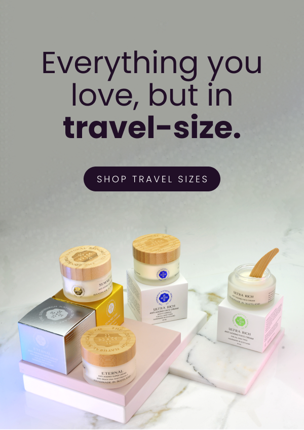 IMAGE: Travel size lifestyle shots with the copy: Everything you love, but in travel-size. If you click this images, you would be able to shopr your favourite ENSC products in travel sizes and take them everywhere. 