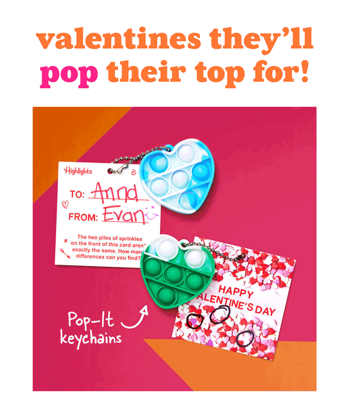 Valentines They'll Pop Their Top For! 24 Pop-It Keychain Valentines to Share.