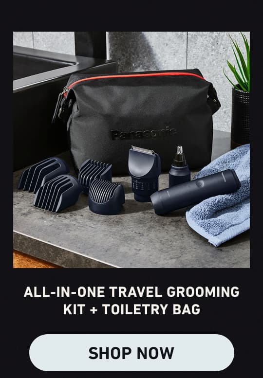 MultiShape Ultimate All-in-One Travel Grooming Kit + Toiletry Bag. Shop now (Clickable Link).