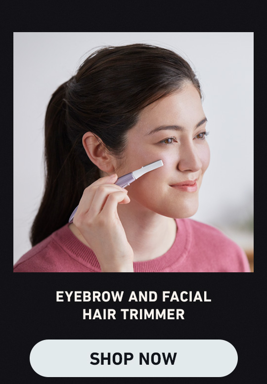 Gentle Eyebrow and Facial Hair Trimmer. Shop now (Clickable Link).