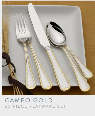 Save on Cameo Gold Flatware Set