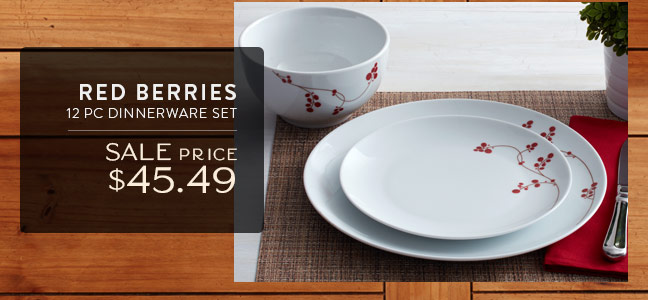 Red Berries 12 pc Dinnerware Set • Sale Price $45.49