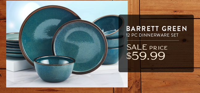 Barrett Green 12 pc Dinnerware Set • Sale Price $59.99