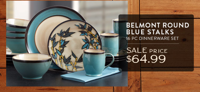Belmont Round Blue Stalks 16 pc Dinnerware Set • Sale Price $64.99