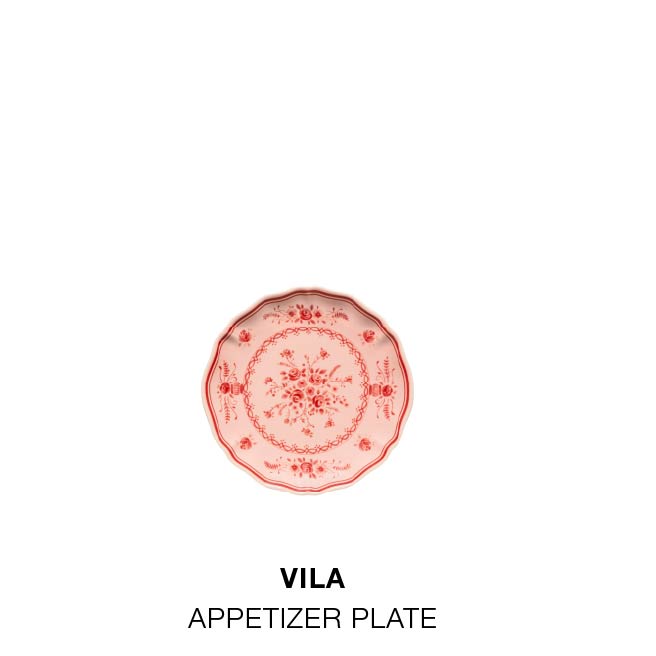 Shop the Look. Product grid: Vila Dinner Plate, Vila Salad Plate, Vila Appetizer Plate, Vila Large Oval Platter, Lumi Flatware and Maria Napkin