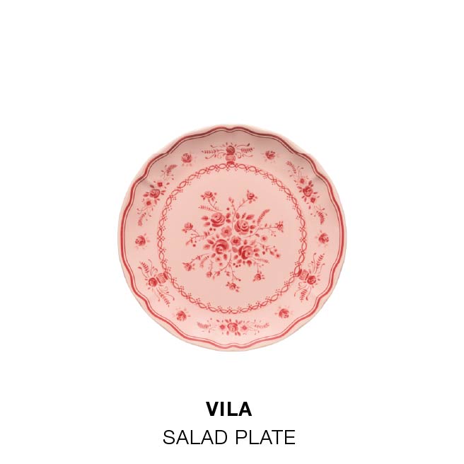 Shop the Look. Product grid: Vila Dinner Plate, Vila Salad Plate, Vila Appetizer Plate, Vila Large Oval Platter, Lumi Flatware and Maria Napkin
