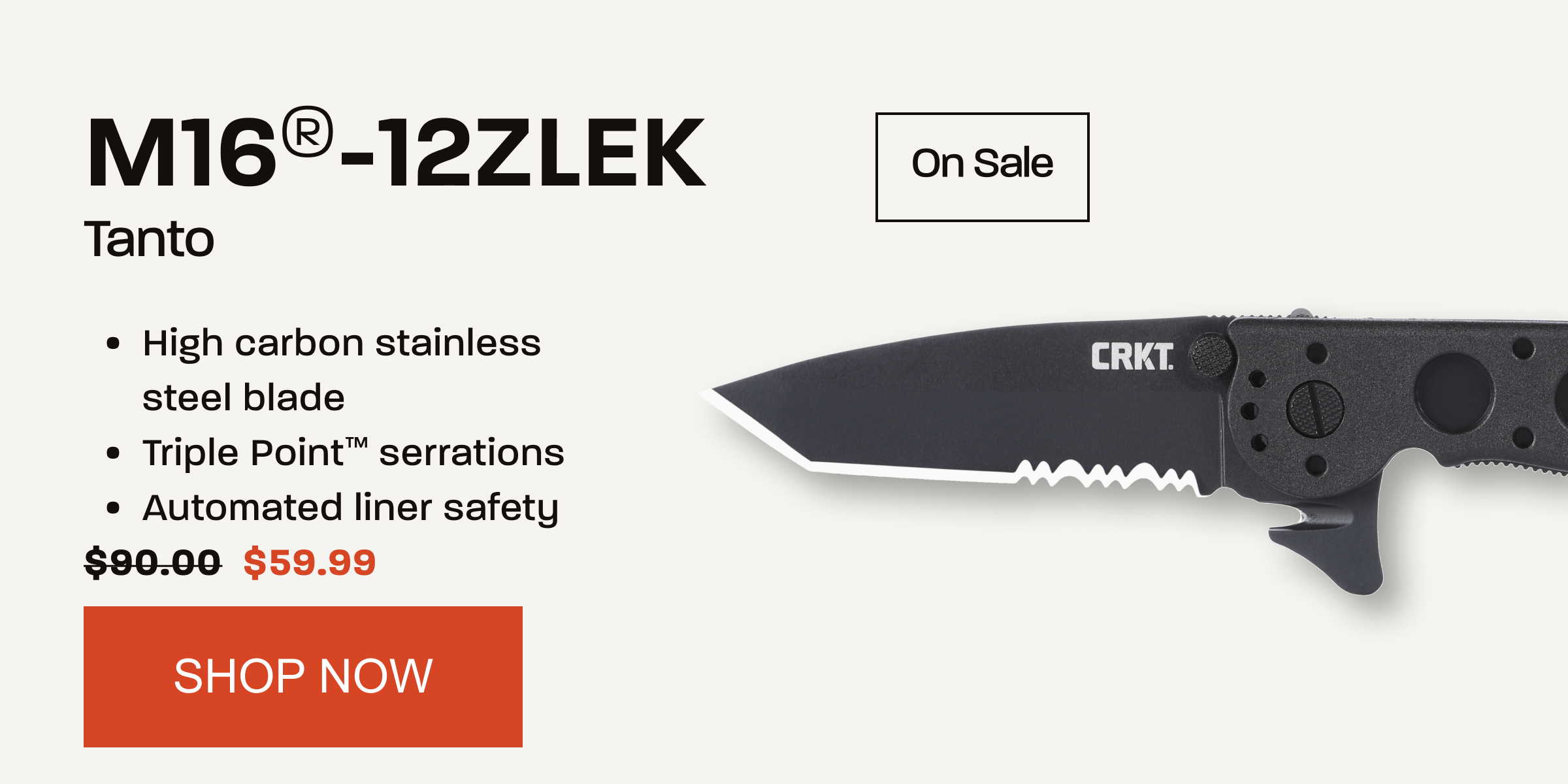 M16®-12ZLEK Tanto folding knife. On sale for $59.99. Shop now.