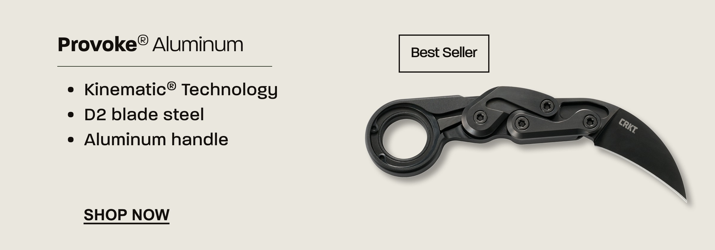 Provoke aluminum folding knife featuring Kinematic technology and a D2 blade.