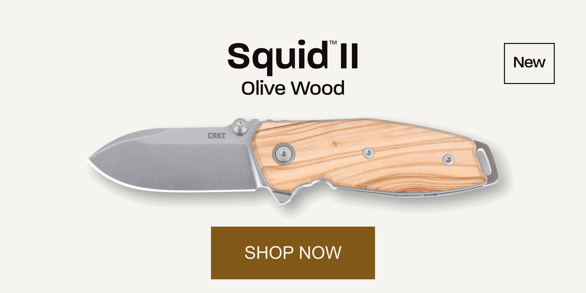 GIF: Rotating views of the three new knives in the Wood Collection
