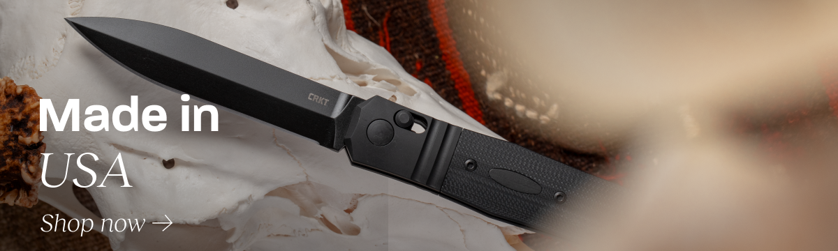 Black Redemption folding knife highlighting CRKT's Made in the USA collection.