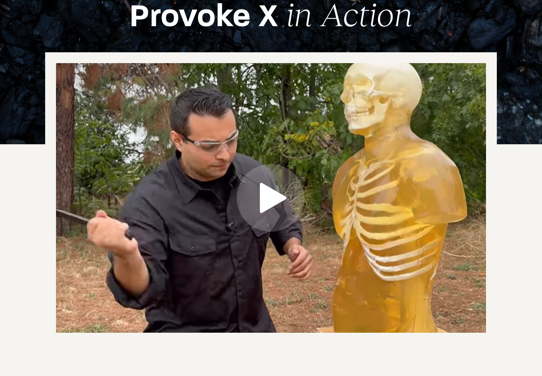 Provoke X being tested on a ballistic doll.