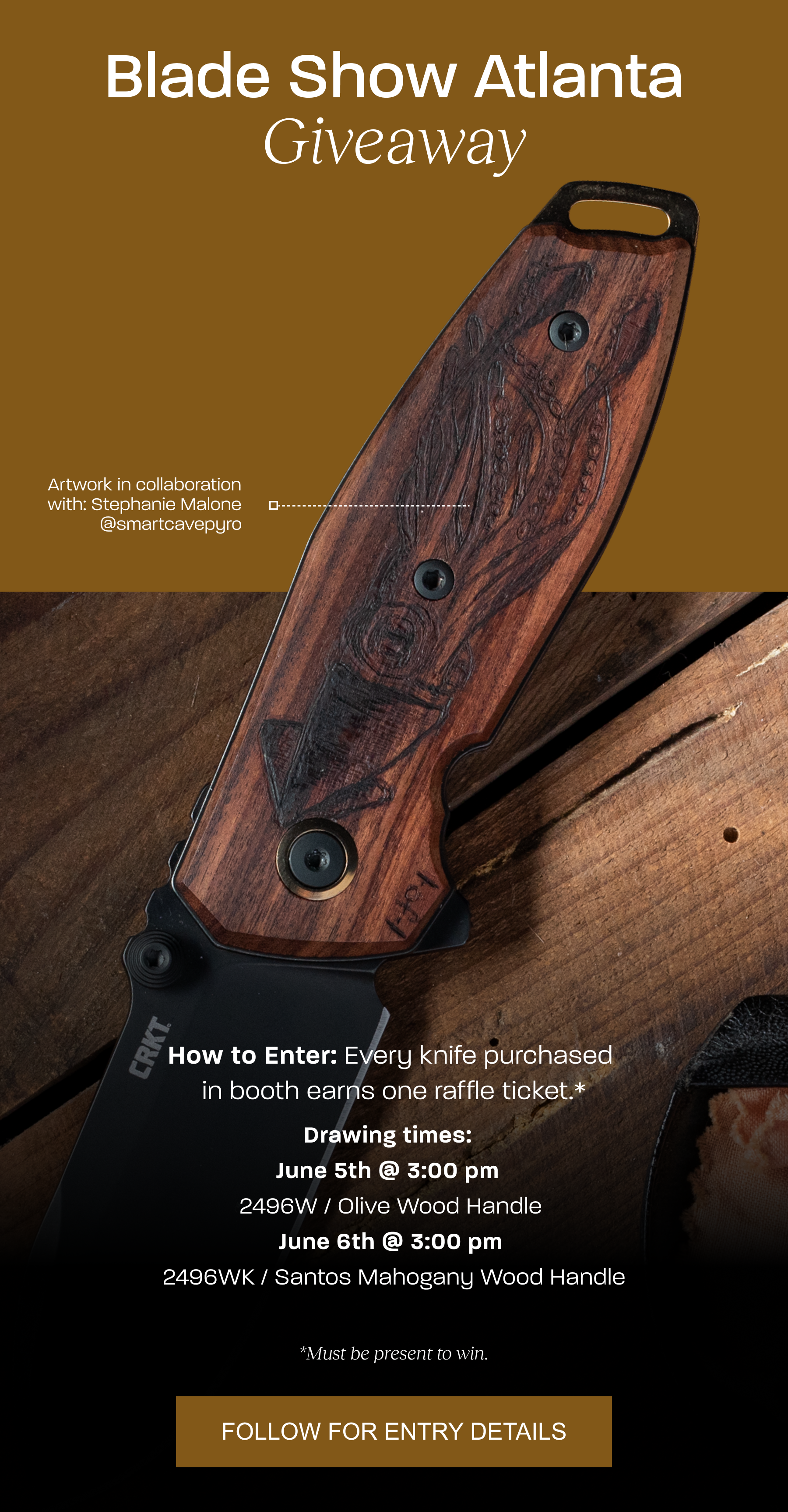 3 image GIF of new wood handled knifes