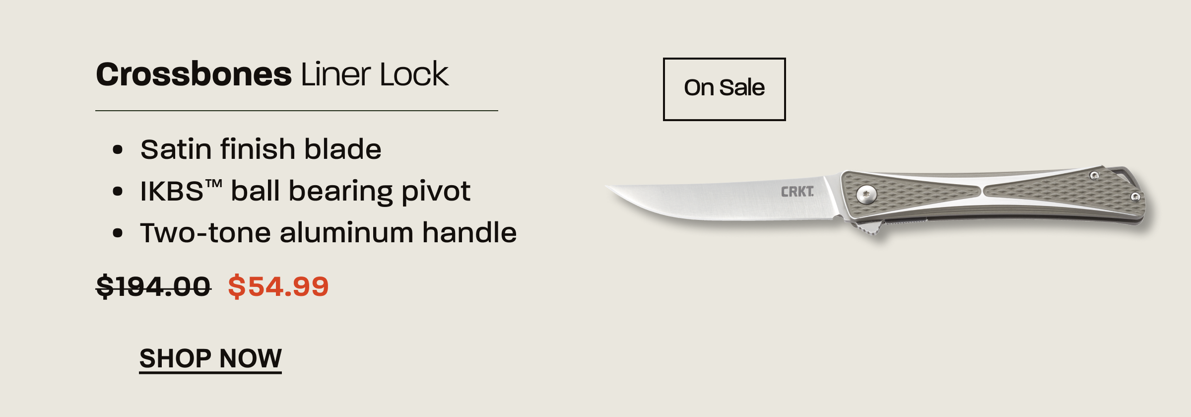 Crossbones Liner Lock folding knife. On sale for $54.99. Shop now.