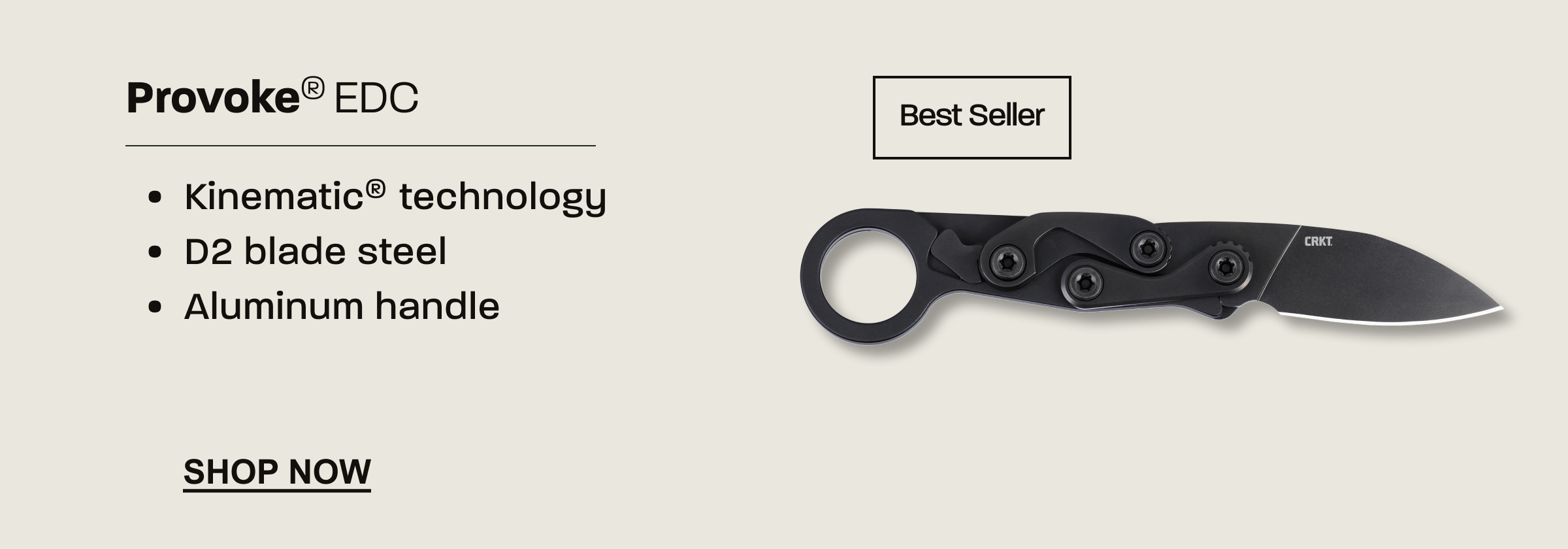 Provoke EDC folding knife with Kinematic technology and aluminum handle.