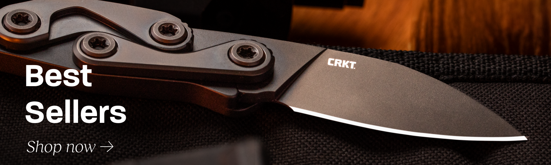 Close-up of a Provoke folding knife promoting CRKT best-selling products.