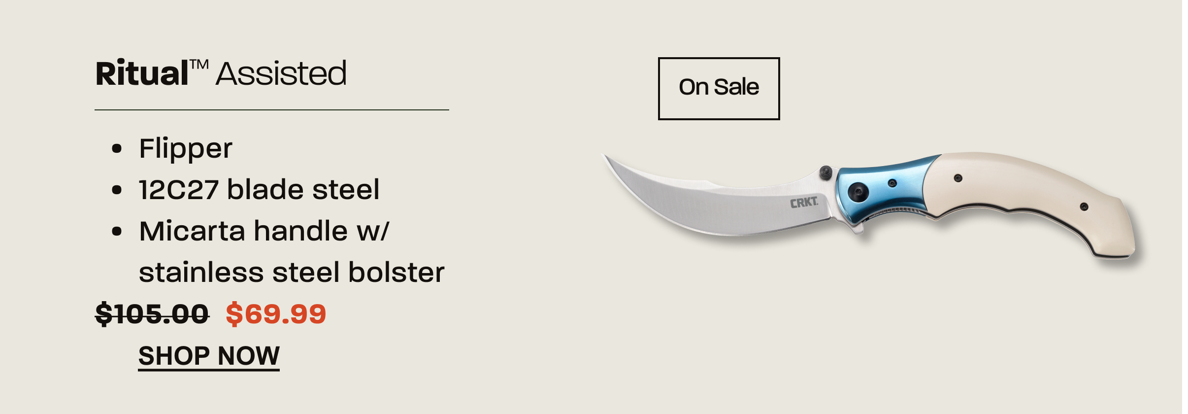 Ritual™ Assisted folding knife. On sale for $69.99. Shop now.