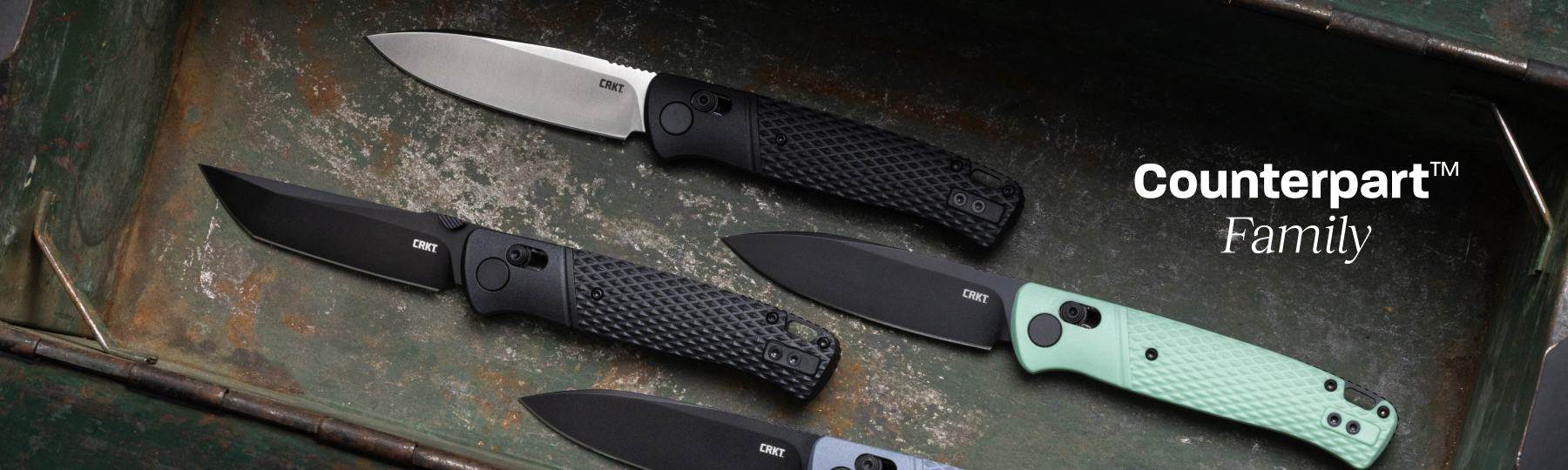 CRKT Counterpart™ Family folding knives shown in multiple colorways.