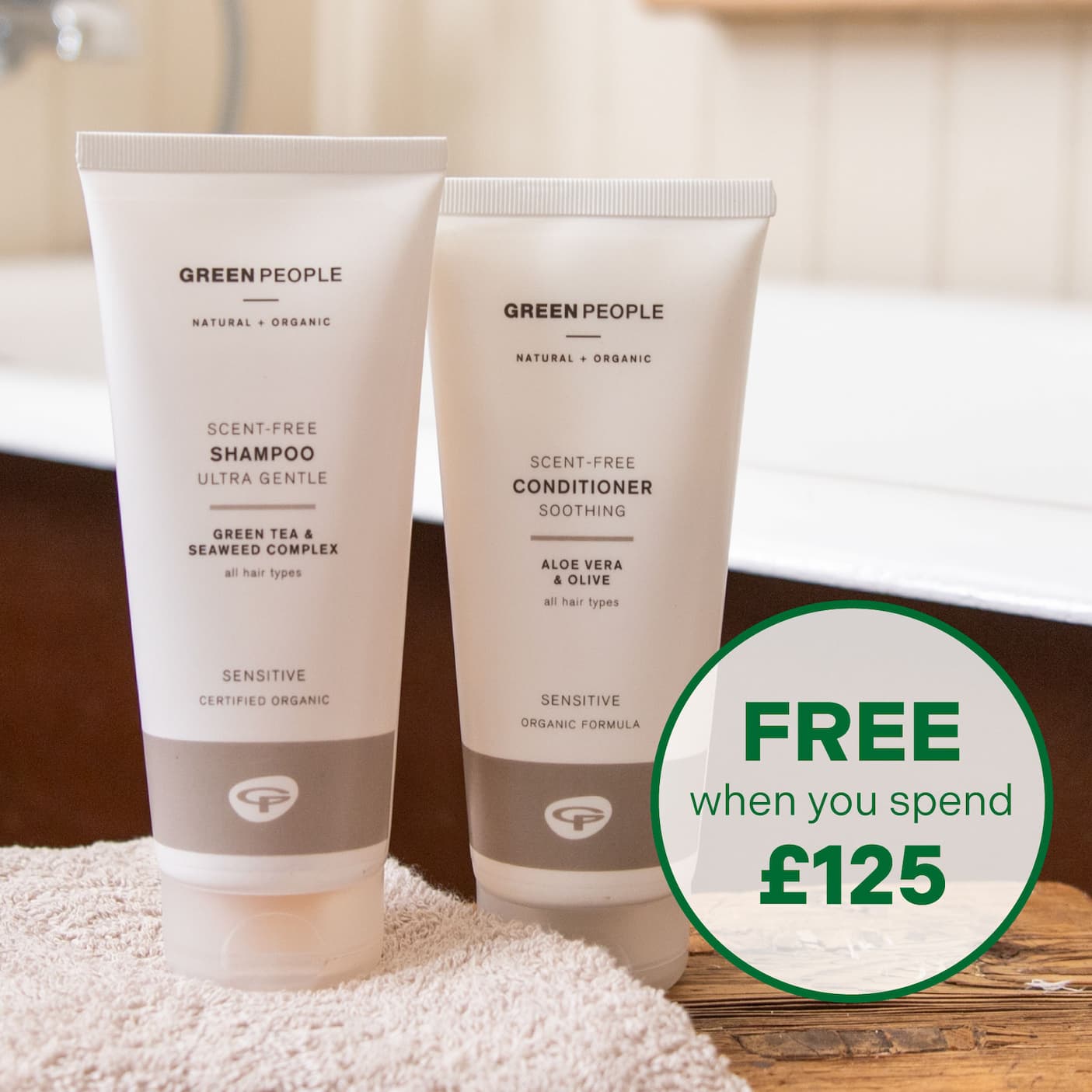 Scent Free Shampoo & Scent Free Conditioner free when you spend £125