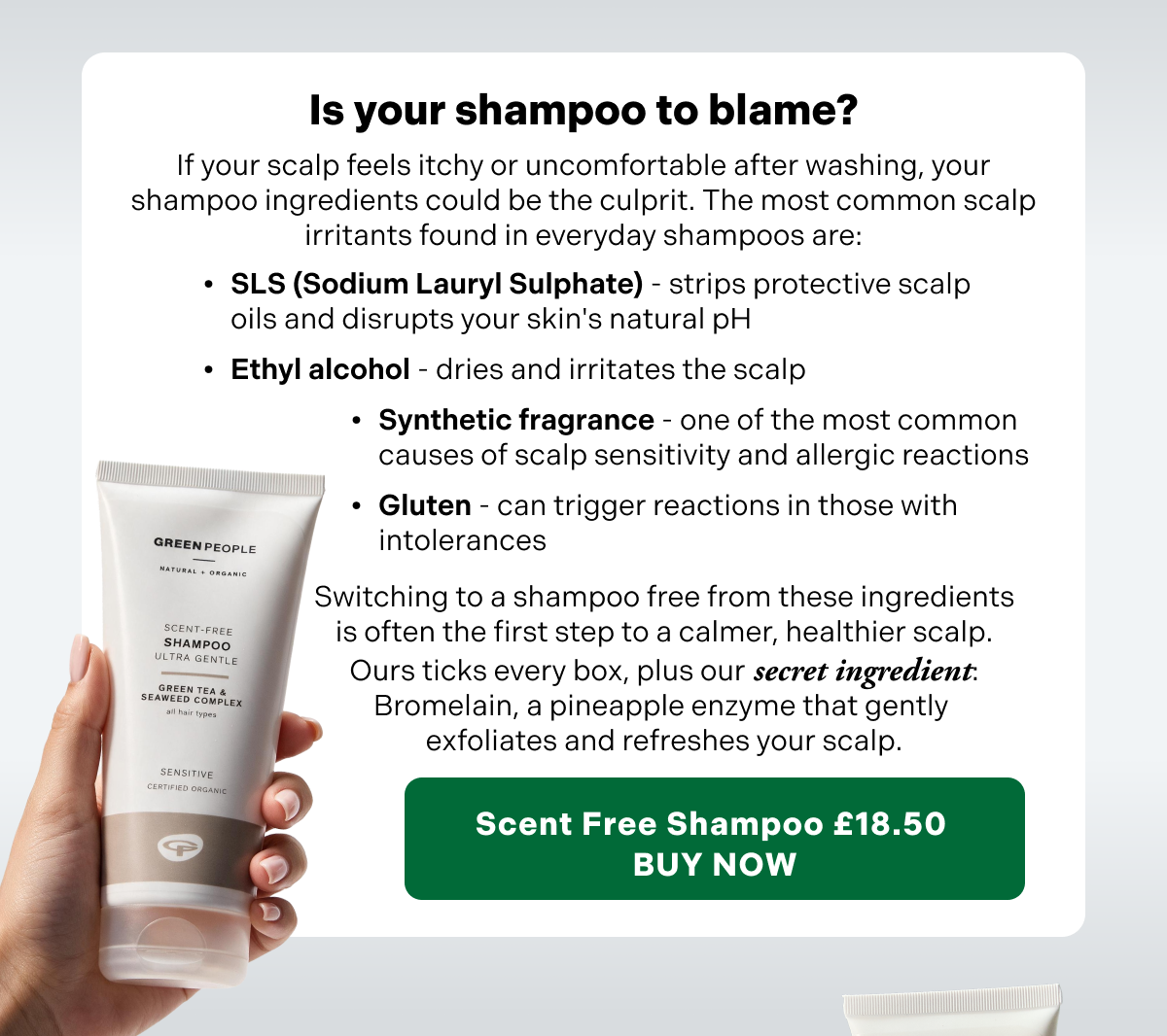 Scent Free Shampoo, £18.50