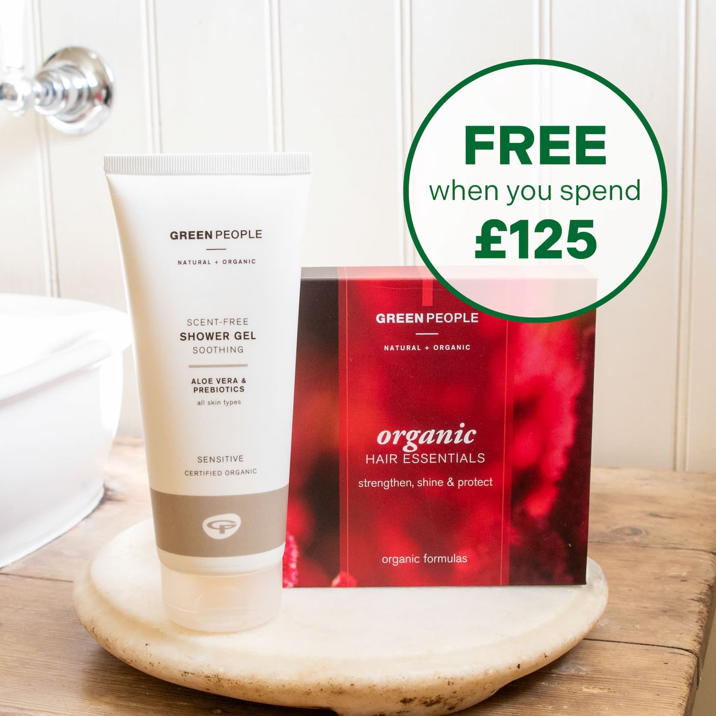 Scent Free shower gel & Organic Hair Essentials Set free when you spend £125