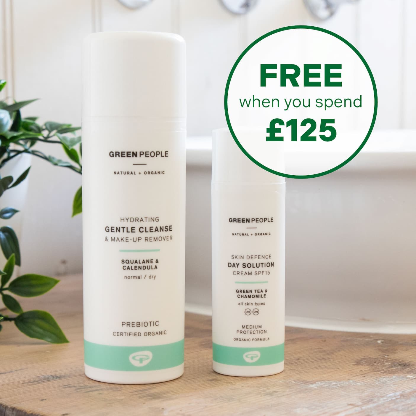 Gentle Cleanse & Make up remover & Day Solution SPF15 free when you spend £125