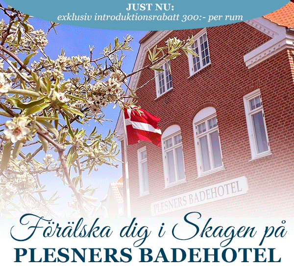 Exklusiv introduktionsrabatt på Plesners Badehotel i Skagen, Danmark