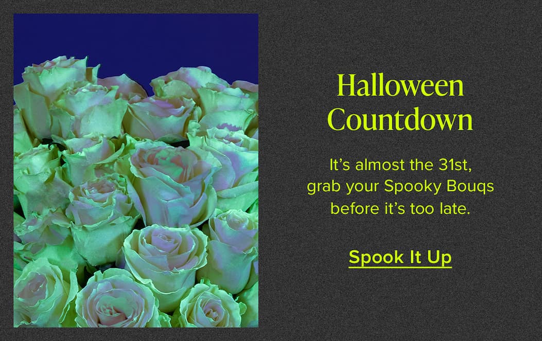 Halloween Countdown. It's almost the 31st, grab your Spooky Bouqs before it's too late. Spook It Up. 