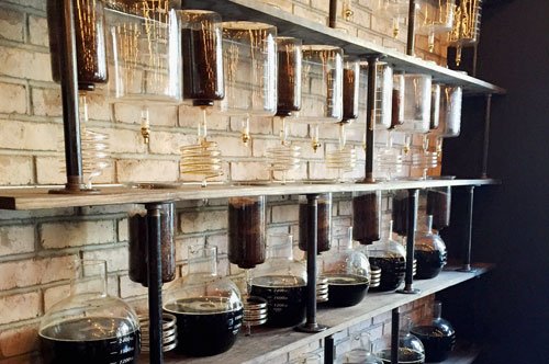 The Gaffle cold drip tower wall