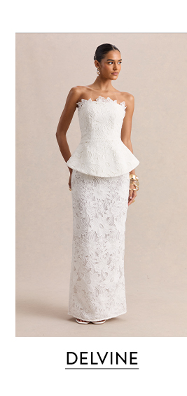 Delvine White Lace Bandeau Corset Maxi Dress