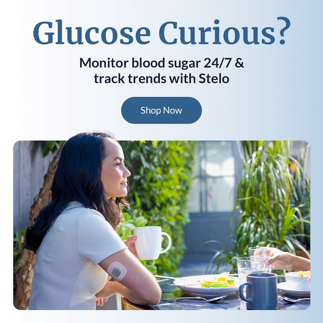 Glucose Curious? Monitor blood sugar 24/7 and track trends with Stelo | Shop Now