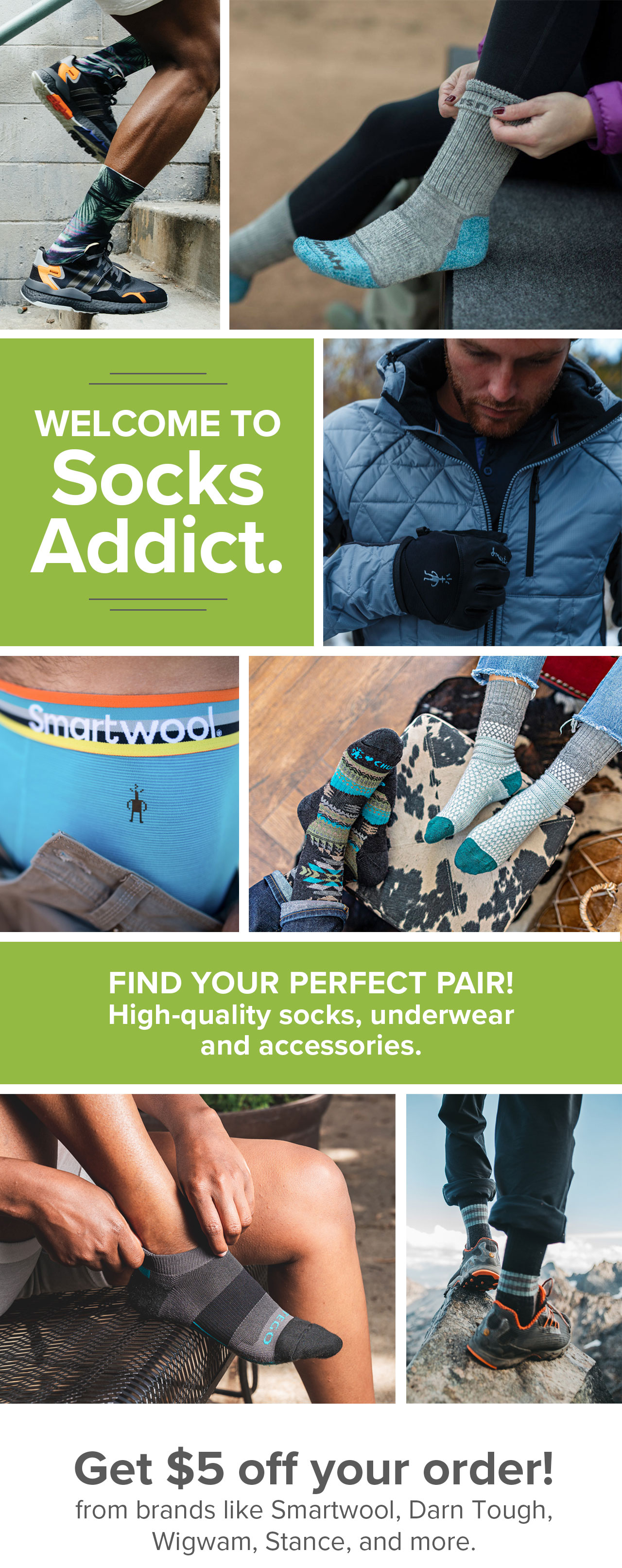 5 off your next purchase! Socks Addict