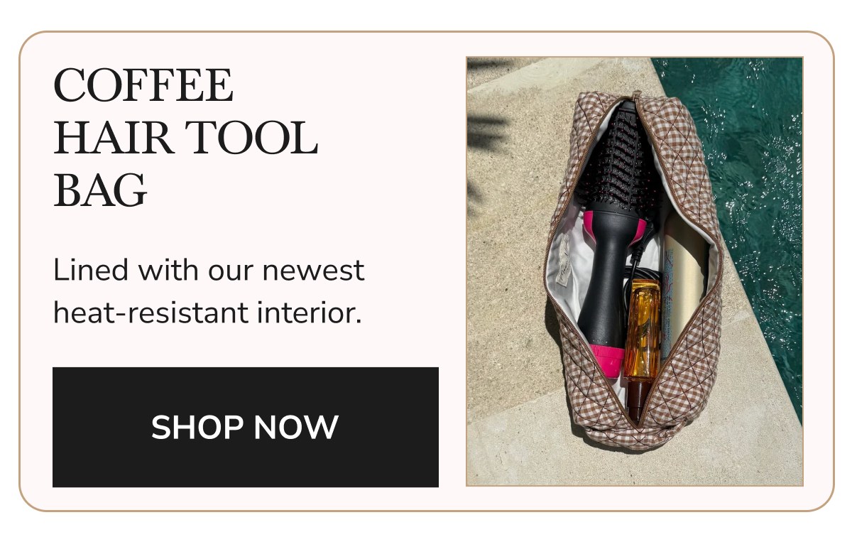 Coffee hair tool bag Lined with our newest heat-resistant interior. Shop now