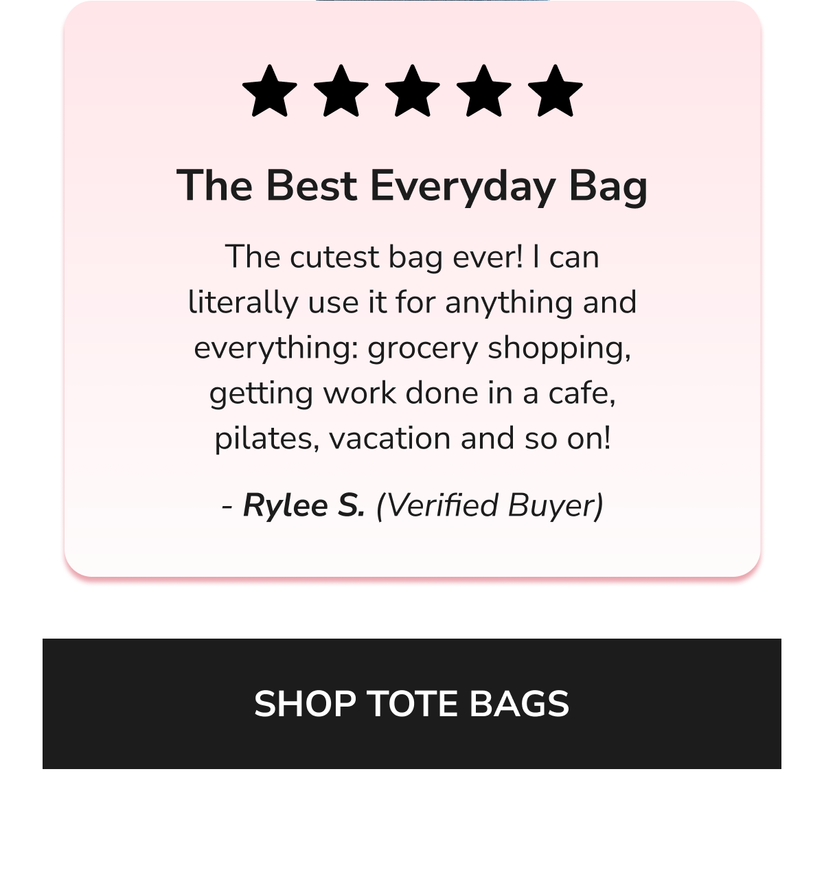 The Best Everyday Bag The cutest bag ever! I can literally use it for anything and everything: grocery shopping, getting work