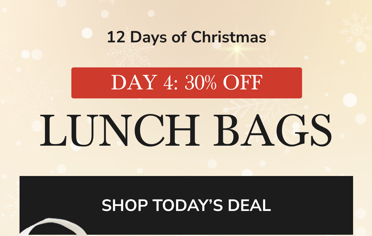 12 Days of Christmas DAY 4: 30% OFF LUNCH BAGS 